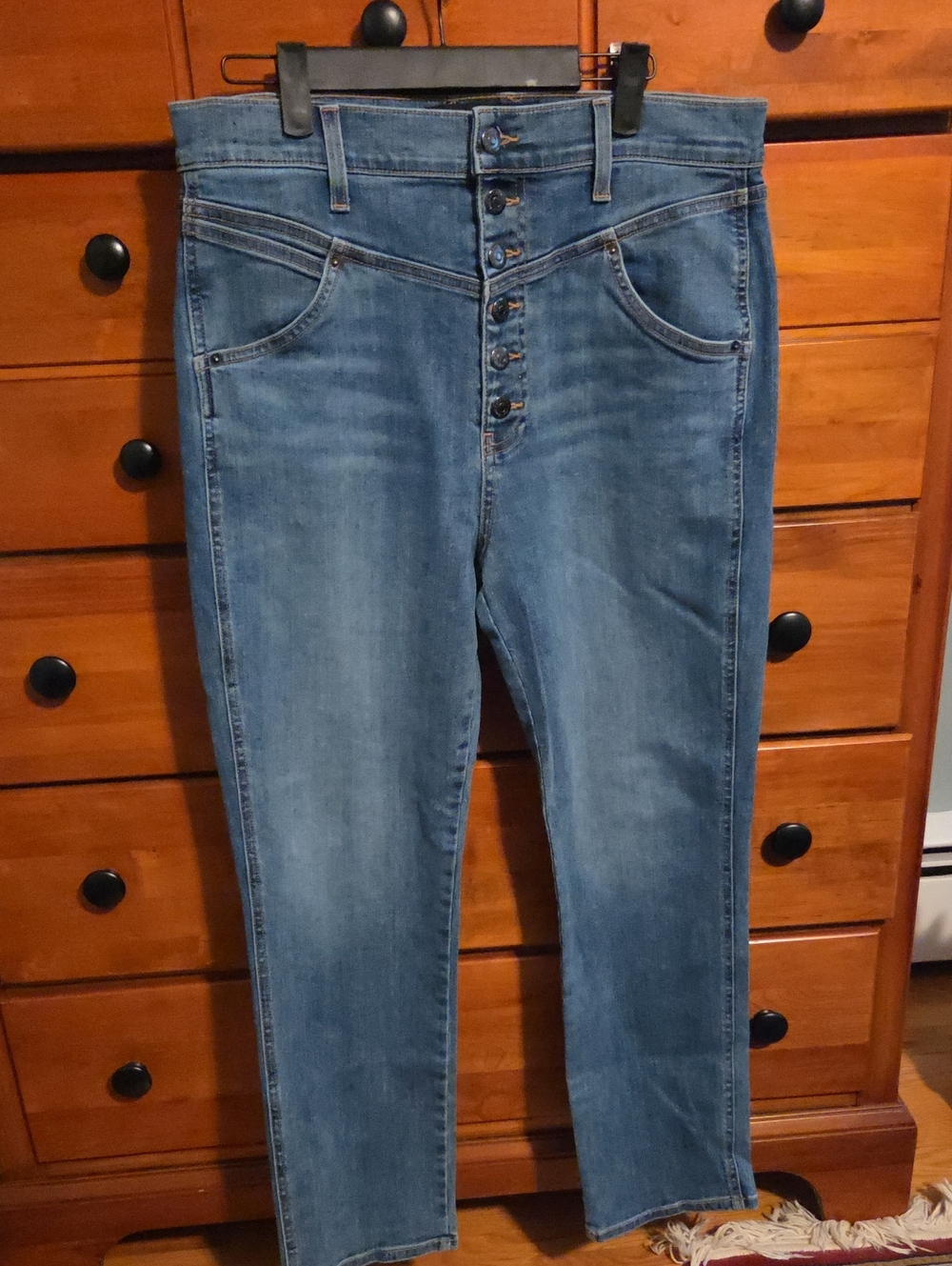 Veronica Beard Ryleigh Slim Straight High Rise Button-Fly Jeans